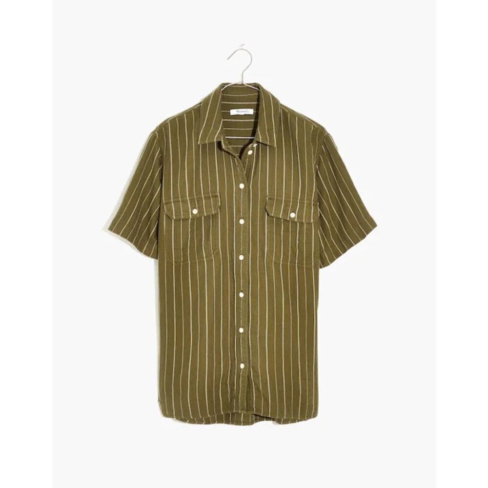 Madewell Lightspun Short-Sleeve Flap-Pocket
Shirt in Stripe